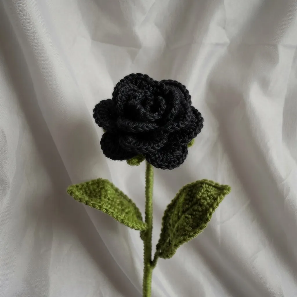Black Crochet Rose