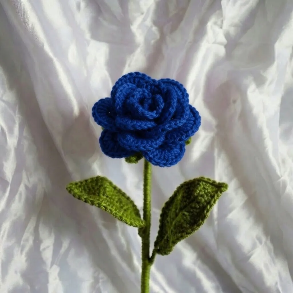 Blue Crochet Rose