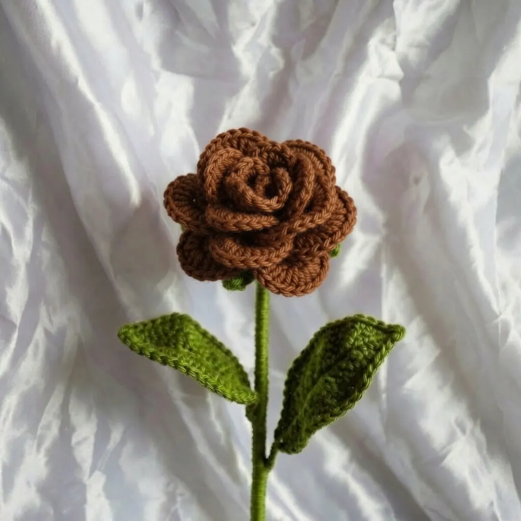 Brown Crochet Rose