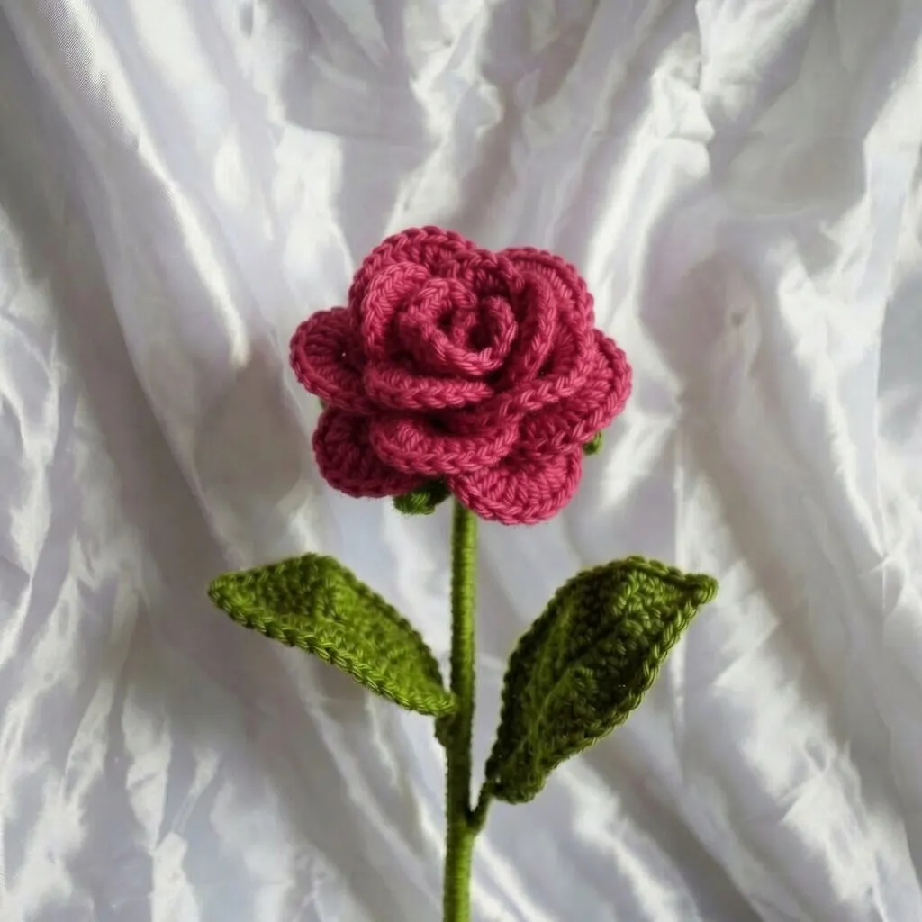 Dark Pink Crochet Rose