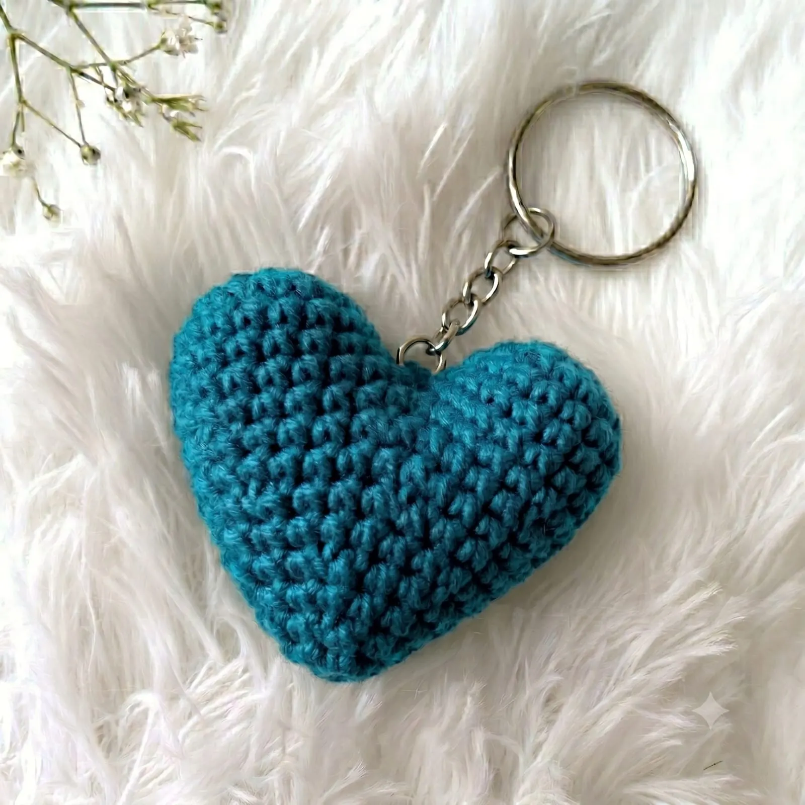 Ferozi Crochet Heart Keychain