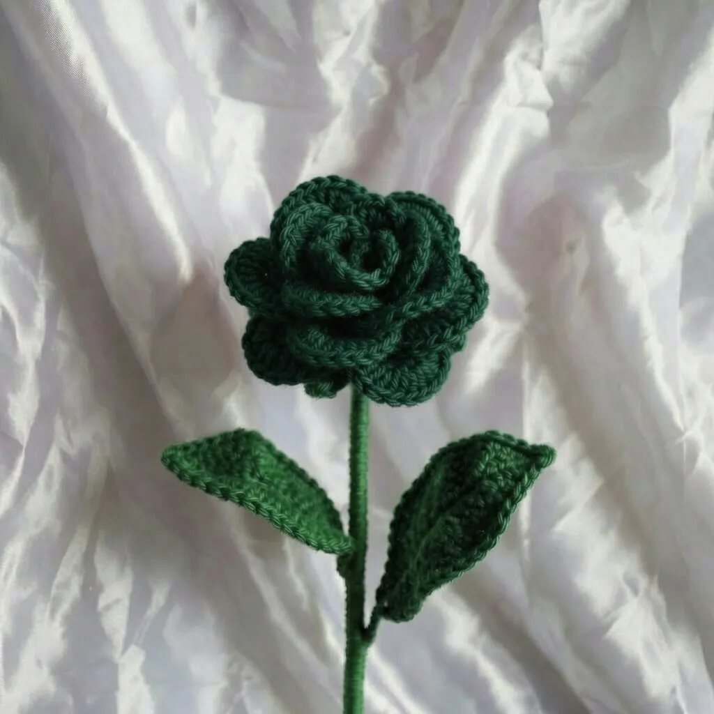Green Crochet Rose