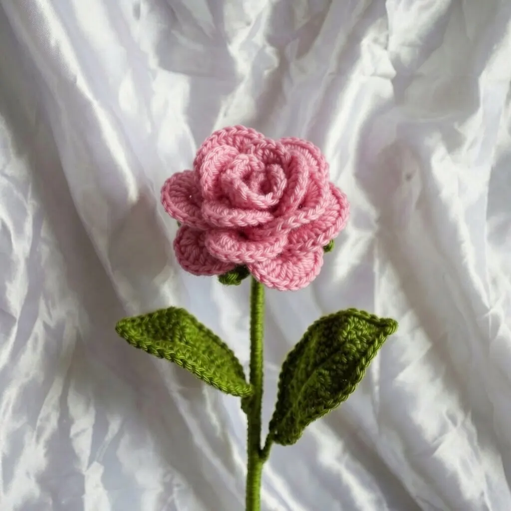Light Pink Crochet Rose