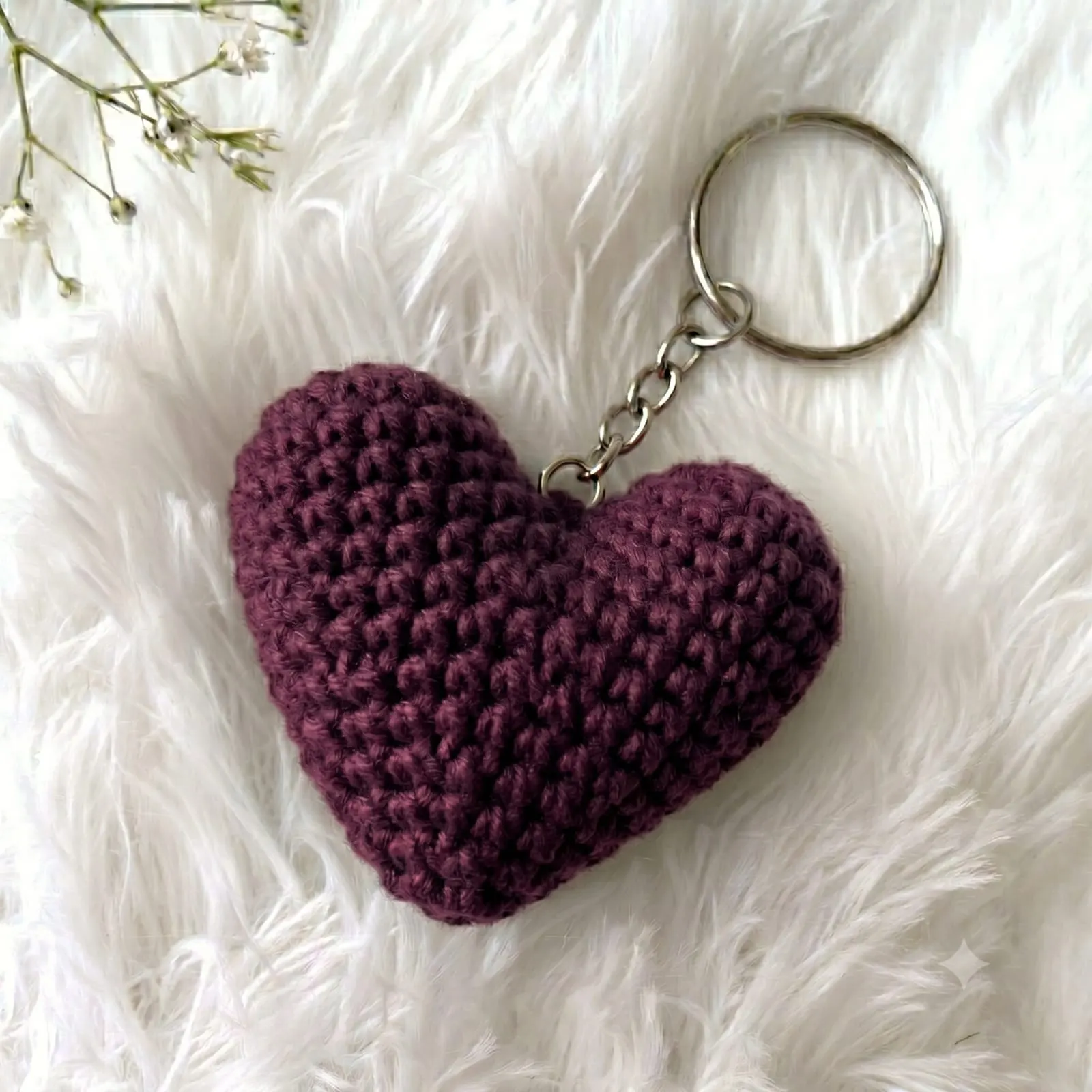 Crochet Heart Keychains