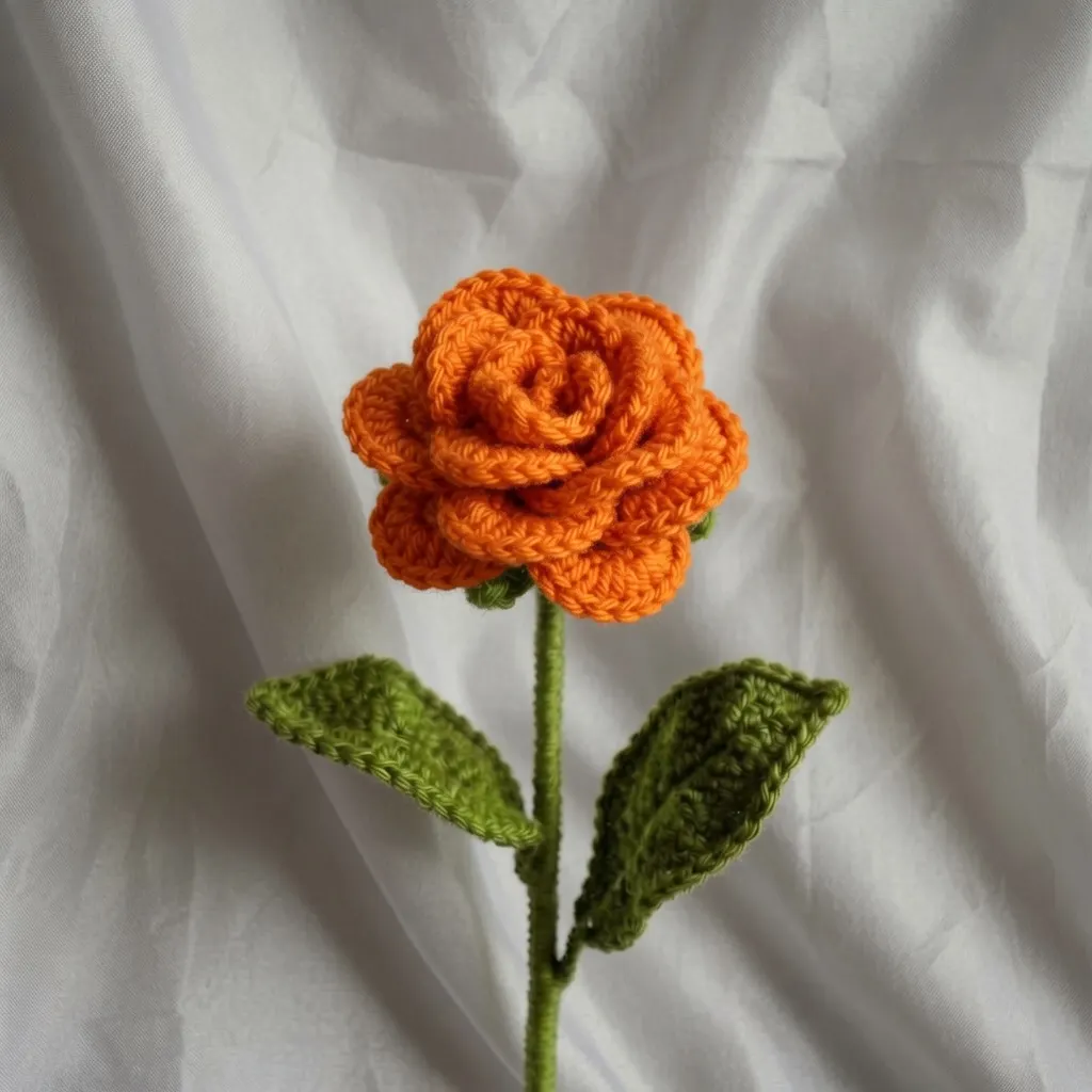 Orange Crochet Rose