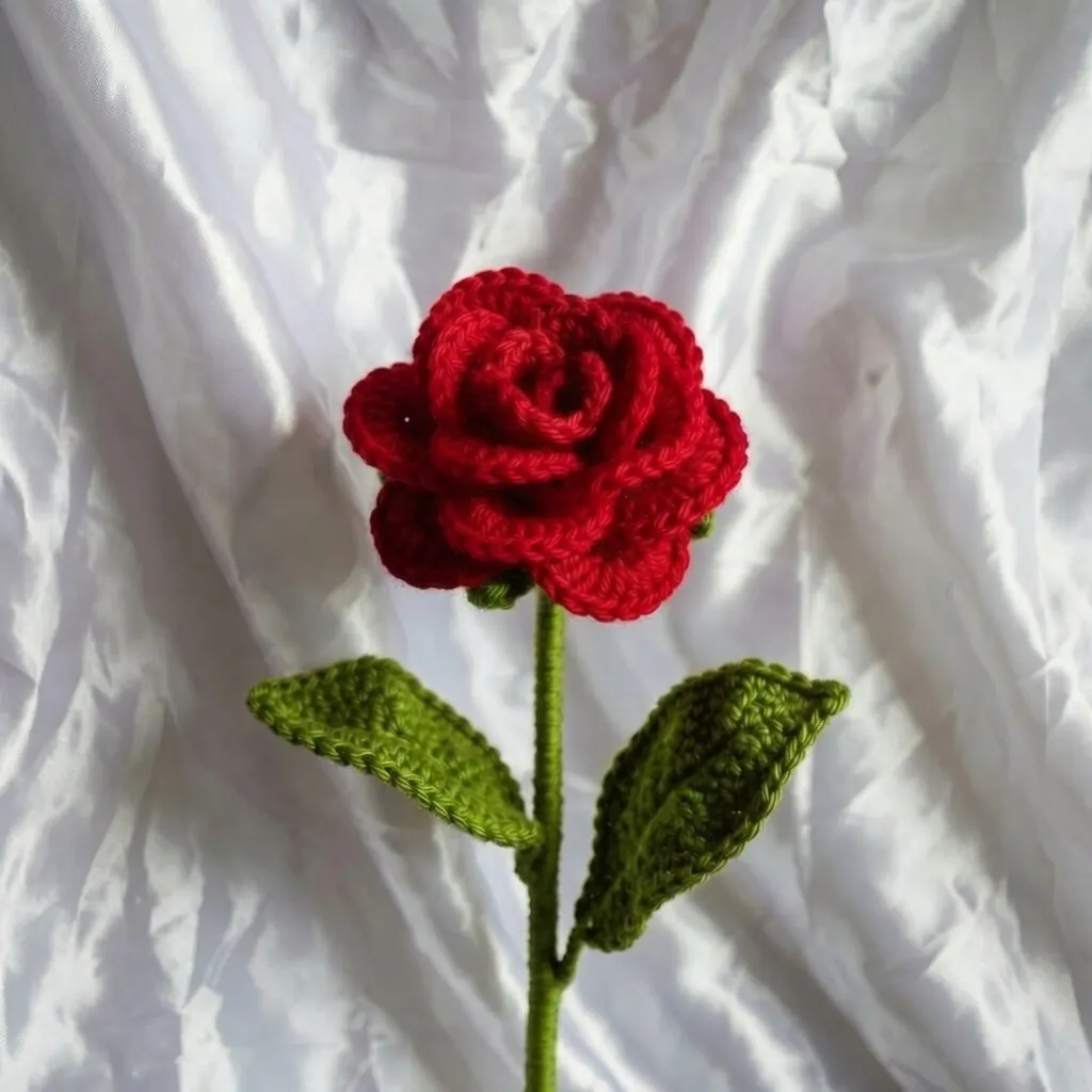 Red Crochet Rose