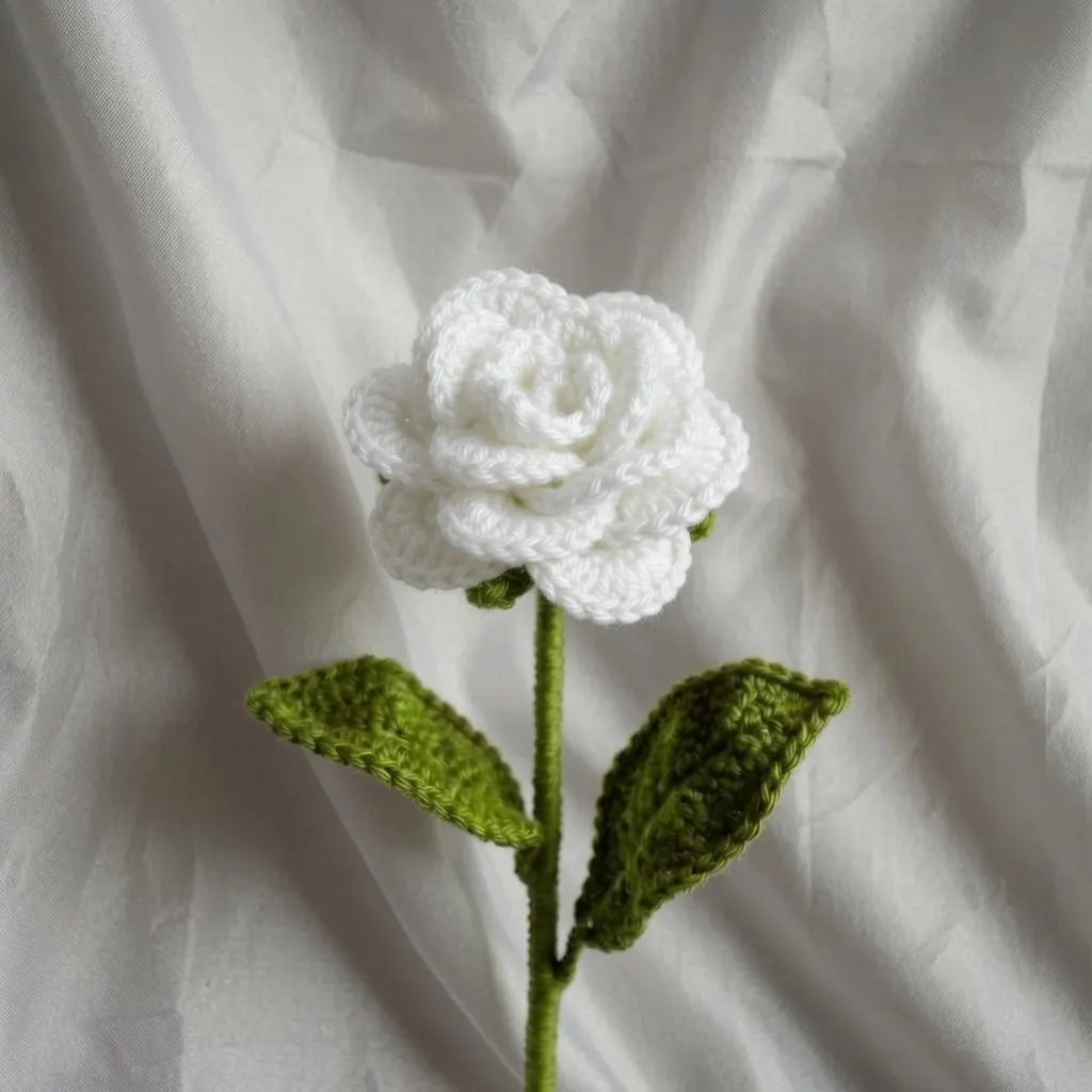 White Crochet Rose